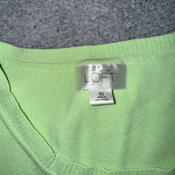 Ann Taylor LOFT Lime‎ Green Ribbed Cardigan & Tank Set XS S - Picture 4 of 7